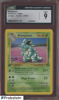 1999 Pokemon Jungle 1st Edition #23 Nidoqueen CGC 9 MINT - Image 1