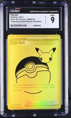 Poke Ball *CGC 9* Gold Holo *Celebrations UPC Promo* #SWSH146 *2021* Pokemon - Image 1
