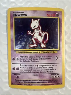 Pokemon Mewtwo 10/102 Holo Base Set Unlimited Holo 1999 TCG - Image 1