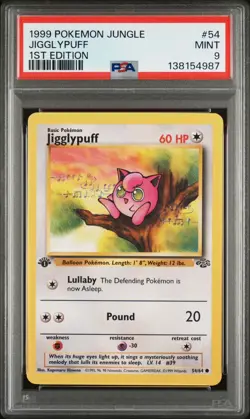 1999 Pokemon Jungle 1st Edition Jigglypuff 54 FRESHLY GRADED PSA 9 MINT - Image 1
