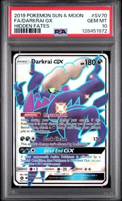 2019 Pokemon Sun & Moon Hidden Fates #SV70 FA Darkrai GX Hidden Fates PSA 10 - Image 1