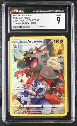 Hisuian Arcanine TG08/TG30 2022 Pokemon Lost Origin Character Rare CGC 9 Mint - Image 1