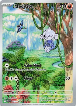 POKEMON Meditite #153/142 Holofoil SV07: Stellar Crown NM - Image 1
