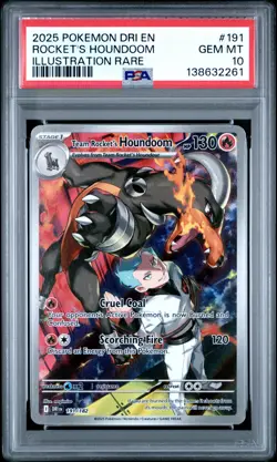 2025 POKEMON DRI EN-DESTINED RIVALS #191 TEAM ROCKET'S HOUNDOOM PSA 10 - Image 1