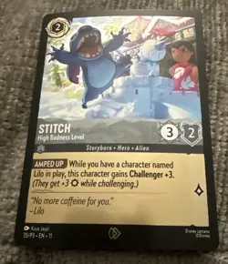 Disney Lorcana Stitch High Badness Level Lorcana Promo Foil 35/P3 rare- Sleeved - Image 1