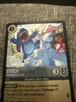 Disney Lorcana Stitch High Badness Level Lorcana Promo Foil 35/P3 rare- Sleeved - Image 3