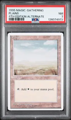 MTG - Plains - ALTERNATE 4th Edition Magic - Graded PSA 7 - Image 1