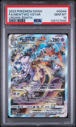2023 Pokemon SWSH Full Art Mewtwo Vstar Crown Zenith Galarian #GG44 PSA 10 - Image 1