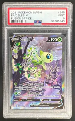 97685943 Celebi V 2021 Pokemon Sword & Shield Fusion Strike #245/264 PSA 9 - Image 1