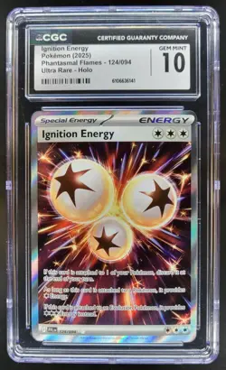 2025 Pokemon Phantasmal Flames Ignition Energy #124/094 Ultra Rare CGC 10 PT - Image 1