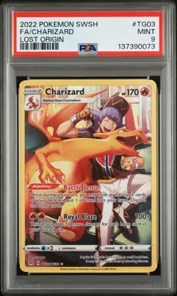 2022 POKEMON SWORD & SHIELD LOST ORIGIN #TG03 FULL ART/CHARIZARD PSA 9 - Image 1