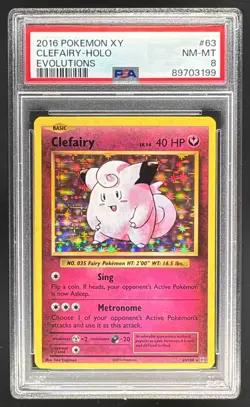 89703199 Clefairy 2016 Pokemon XY Evolutions #63/108 Holo PSA 8 - Image 1