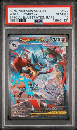 2025 Pokemon MEG En Mega Lucario Ex Special Illustration Rare #179 PSA 10 Gem - Image 1