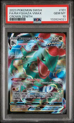 2023 POKEMON SWORD & SHIELD CROWN ZENITH #101 FULL ART/RAYQUAZA VMAX PSA 10 - Image 1