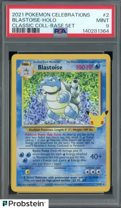 2021 Pokemon Celebrations Classic Coll Base Set #2 Blastoise - Holo PSA 9 MINT - Image 1