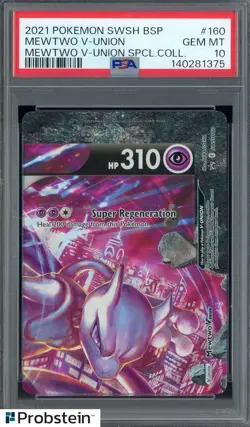 2021 Pokemon SWSH BSP Special Collection #160 Mewtwo V-Union PSA 10 - Image 1
