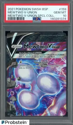 2021 Pokemon SWSH BSP Special Collection #159 Mewtwo V-Union PSA 10 - Image 1