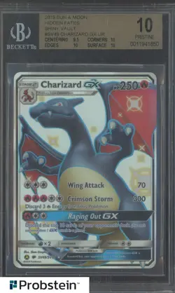 2019 Pokemon TCG S & M Hidden Fates #SV49 Full Art Charizard Gx PSA 10 GEM MINT - Image 1