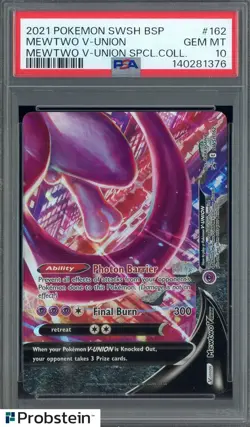2021 Pokemon SWSH BSP Special Collection #162 Mewtwo V-Union PSA 10 - Image 1