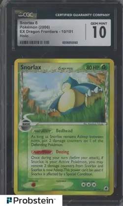 2006 Pokemon Ex Dragon Frontiers #10/101 Snorlax Holo CGC 10 GEM MINT - Image 1