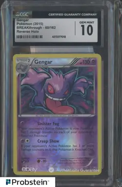 2015 Pokemon Breakthrough #60/162 Gengar Reverse Holo CGC 10 GEM MINT - Image 1