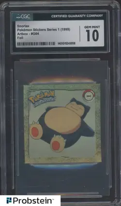 1999 Pokemon Stickers Series 1 Artbox #G04 Snorlax Foil CGC 10 GEM MINT - Image 1