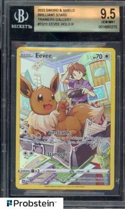 2022 Pokemon SWSH Brilliant Stras Trainer Gallery #TG11 Eevee Holo BGS 9.5 GEM - Image 1
