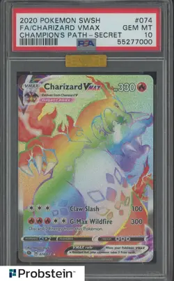 2020 Pokemon SWSH champion's Path Sec 074 Charizard Vmax PSA 10 MBA Gold Dmnd - Image 1