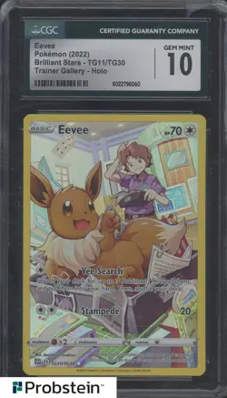 2022 Pokemon SWSH Brilliant Stras Trainer Gallery #TG11 Eevee Holo CGC 10 GEM - Image 1