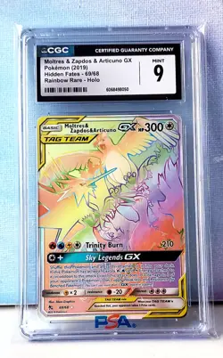 2019 Pokemon Moltres & Zapdos & Articuno GX Hidden Fates 69/68 CGC 9 (B) - Image 1