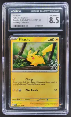 2025 POKEMON PIKACHU S&V 151 HOLIDAY CALENDAR 025/165 CGC 8.5 PT - Image 1