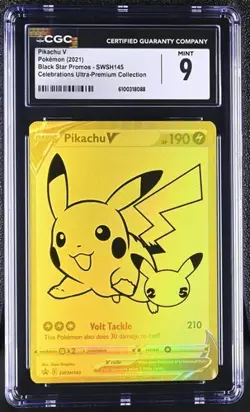 Pikachu V *CGC 9* Gold Holo *Celebrations UPC Promo* #SWSH145 *2021* Pokemon - Image 1