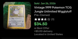 Pokemon TCG Wigglytuff Holo Unlimited Rare Card 16/64 Jungle Base Set - Image 2