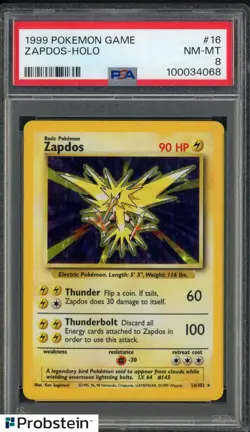 1999 Pokemon Game #16 Zapdos Holo PSA 8 NM-MT - Image 1
