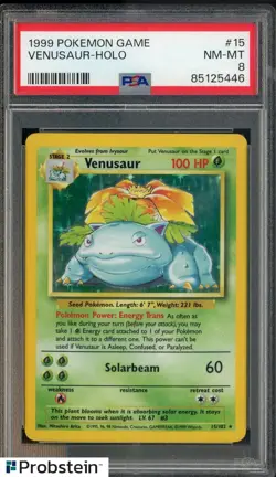 1999 Pokemon Game #15 Venusaur Holo PSA 8 NM-MT - Image 1