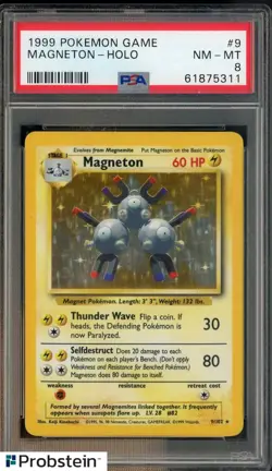 1999 Pokemon Game #9 Magneton Holo PSA 8 NM-MT - Image 1