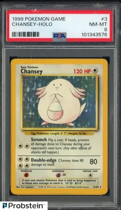 1999 Pokemon Game #3 Chansey Holo PSA 8 NM-MT - Image 1
