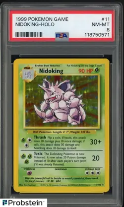 1999 Pokemon Game #11 Nidoking Holo PSA 8 NM-MT - Image 1