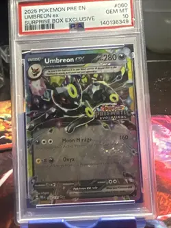 2025 POKEMON PSA 10 PRE SURPRISE BOX EXCLUSIVE #060 UMBREON EX BEAUTIFUL CARD - Image 3