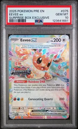 Eevee 075/131 PSA 10 Prismatic Evolutions Stamped Promo Card PSA Slab - Image 1
