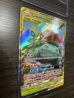 Pokemon TCG Celebi & Venusaur GX Holo Ultra Rare Card Sun &Moon Team Up 1/181 NM - Image 3