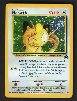 MEOWTH #10 Holo Rare GameBoy Black Star Promo WOTC 2000 - Pokemon Card - Image 1