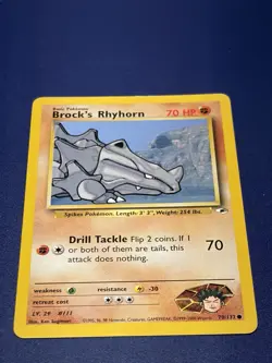 BROCK’S RHYHORN - Gym Heroes Set - 70/132 - Common - Pokemon Card - LP - Image 1