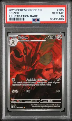 2023 Pokemon Obsidian Flames En Scizor Illustration Rare 205/179 PSA 10 - Image 1