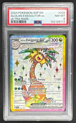 102126713 Alolan Exeggutor Ex 2024 Pokemon Surging Sparks #225/191 PSA 8 - Image 1