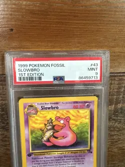 1999 POKEMON FOSSIL 1ST ED #43 SLOWBRO PSA 9 - Image 2