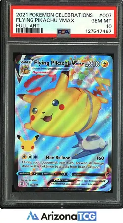 Pokemon 2021 Flying Pikachu VMAX 007/025 Full Art Celebrations GEM MINT PSA 10 - Image 1