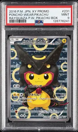 2016 POKEMON JPN XY PROMO #231 PONCHO-WEARING PIKACHU PSA 9 - Image 1