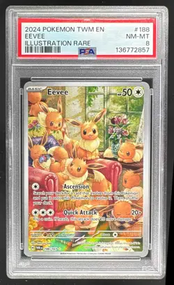 136772857 Eevee 2024 Pokemon Twilight Masquerade #188/167 PSA 8 - Image 1