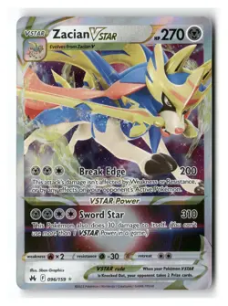 Zacian VSTAR 096/159 Holo Rare VSTAR Crown Zenith Pokemon Near Mint - Image 1